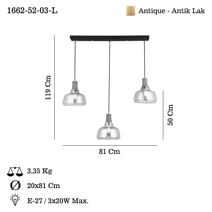 Opviq Ace - 52-03-L Lámpara de araña en laca antigua Opviq Ace - 52-03-L Lámpara de araña en laca antigua